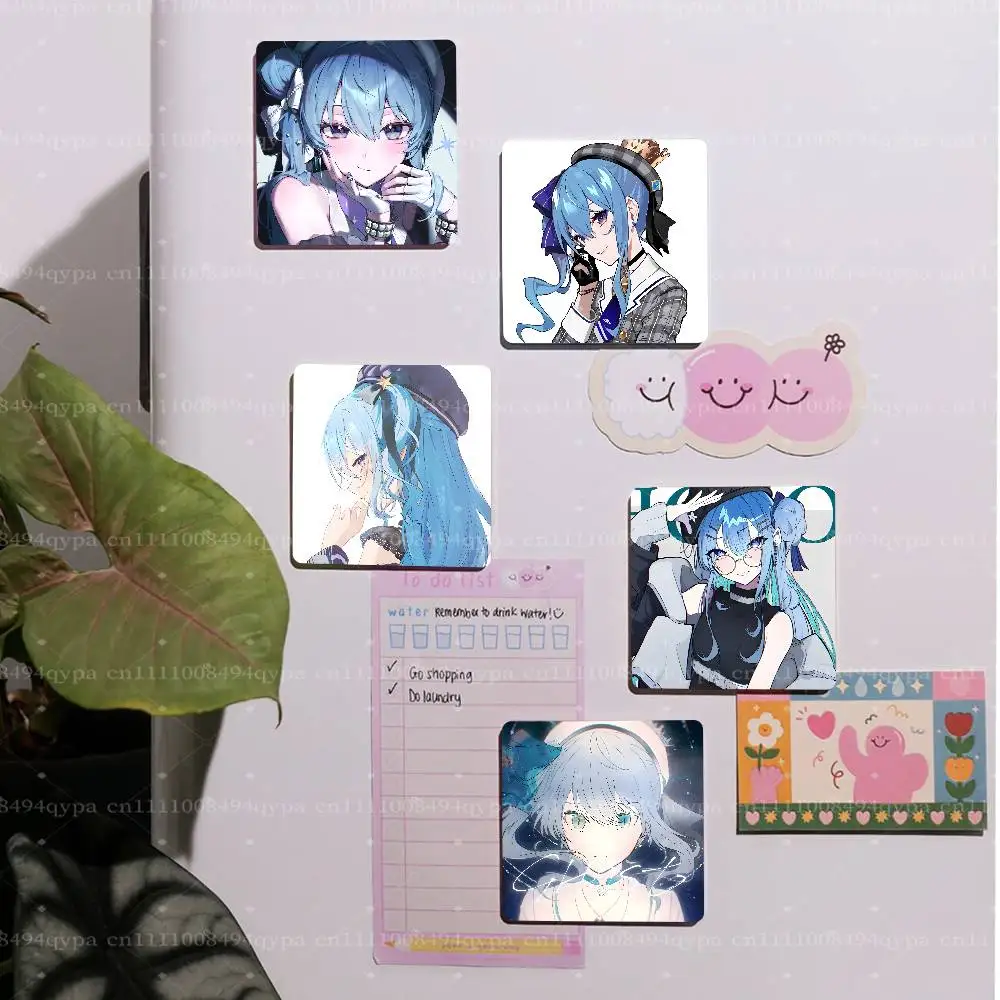 H-Hoshimachi Suisei Suichan Dekorativer Quadratischer Magnetischer Kühlschrankaufkleber, Individuell Bedruckter Kühlschrankmagnet, Wohndekor, Geschenk für Feiertage
