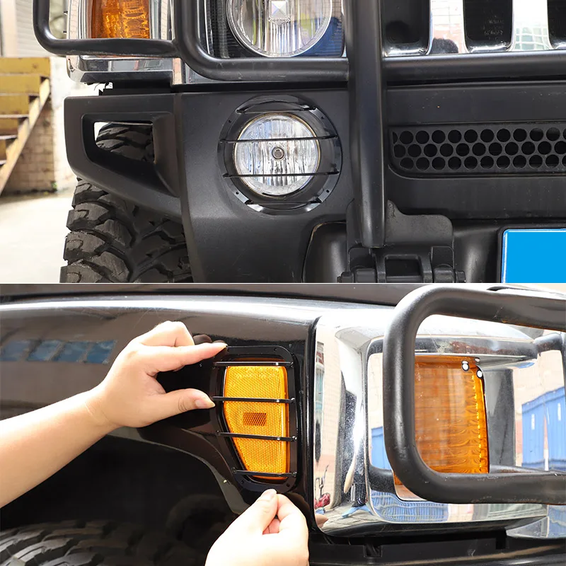 

For Hummer H3 2005-2009 Stainless Steel Car Front Fog Lamp Cover Side Turn Signal Protective Mesh Cover Car Accessories