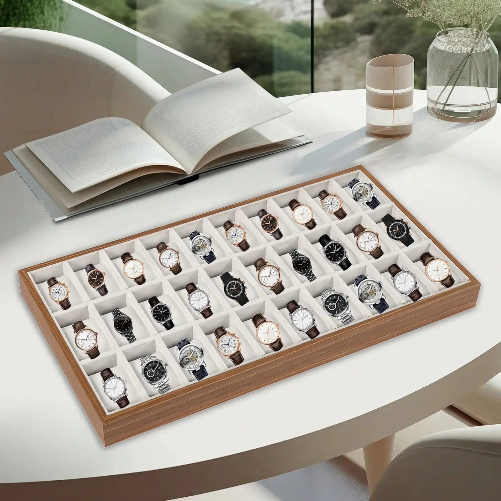 

Большой органайзер для часов на 30 ячеек, штабелируемый лоток для хранения украшений: часов, браслетов, ожерелий, серег, колец, брошей, подставка для демонстрации, опт