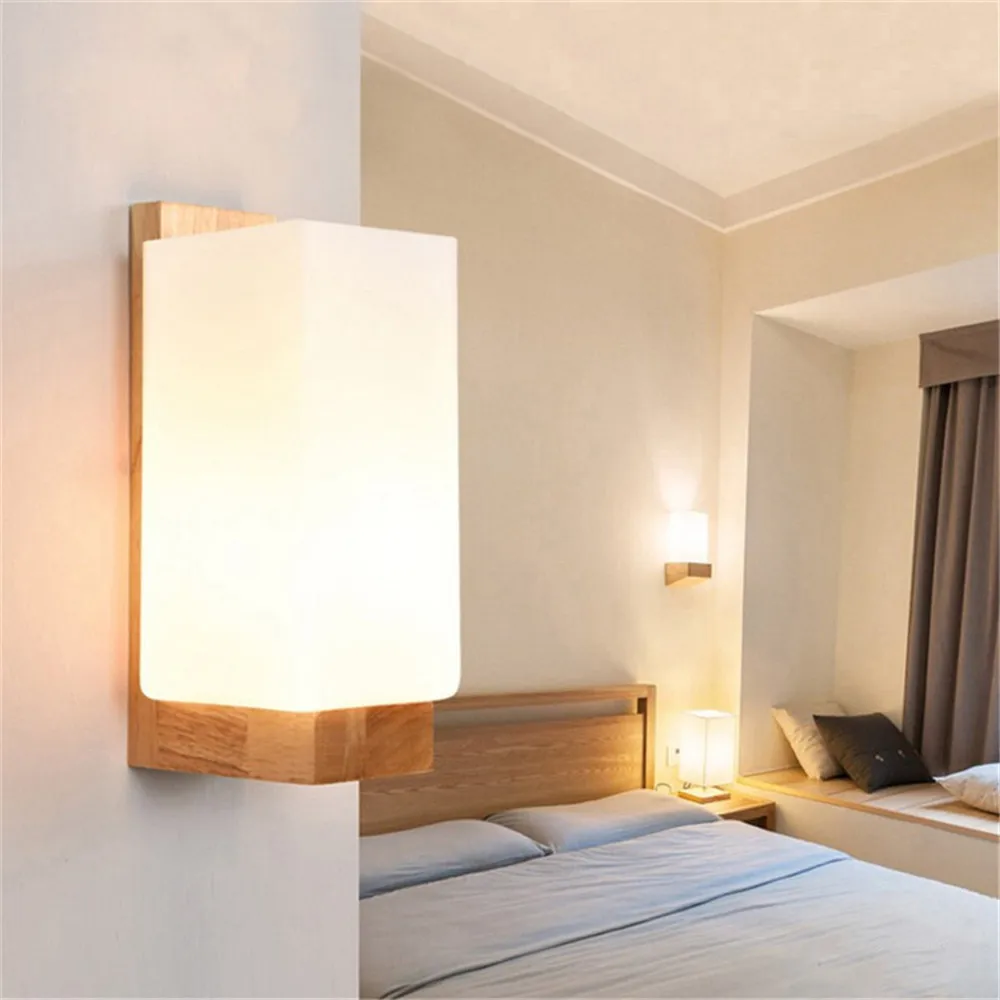 

Wood Wall Lamp Sconce Decorative Home Office Restaurant Hotel Bathroon Mirror Lighting Nordic Indoor Aisle Bedroom Wall Light