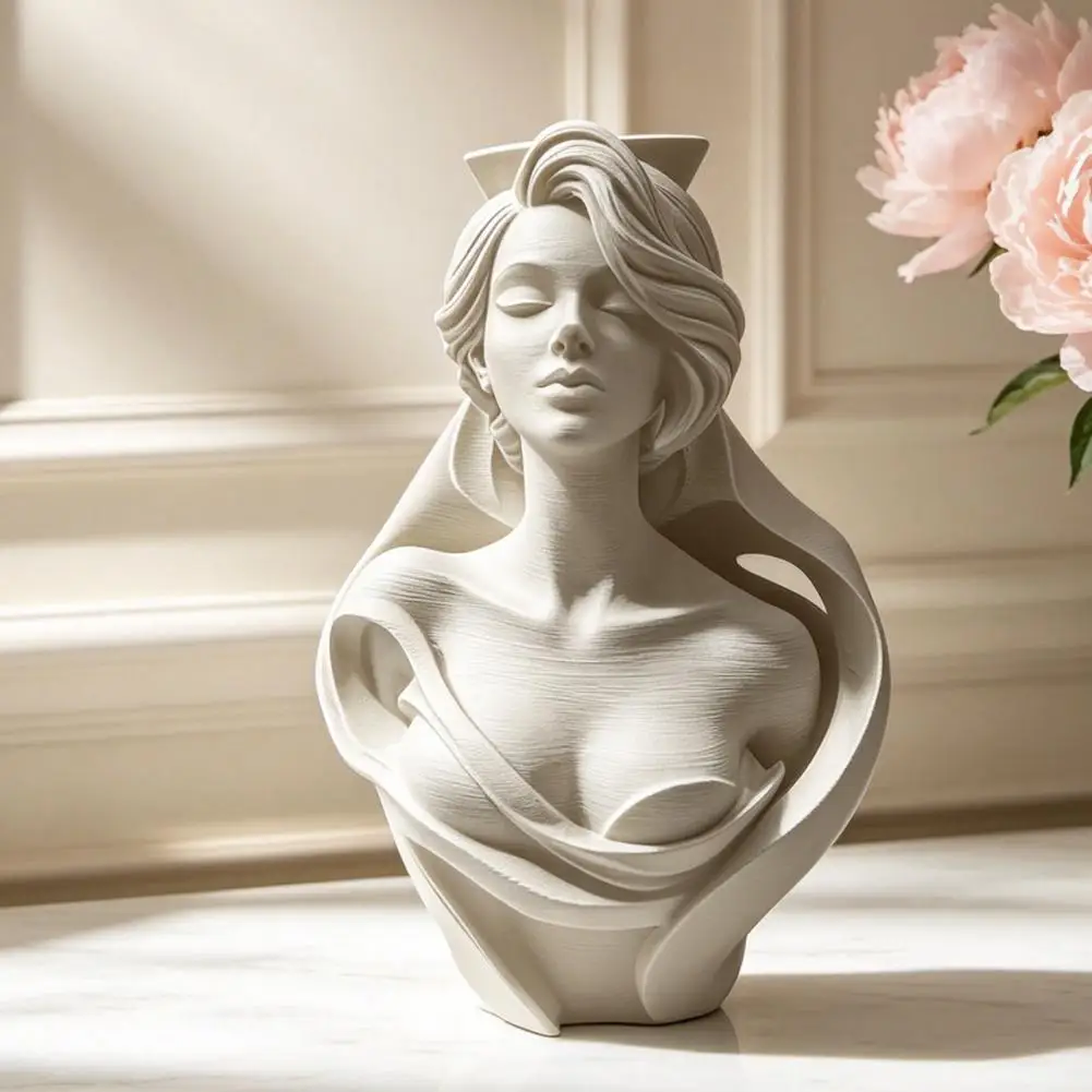 Pla 3d Print Decor Desktop Ornament 3d Printed Bust Vase Artistic Head Sculpture Planter Matte Pla Desktop Decor Gift for Art