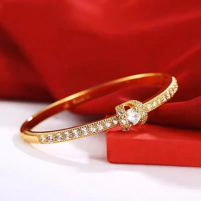 Boutique AU999 gold inlaid irregular personality bracelet ladies 24k pure gold buckle bracelet female temperament jewelry