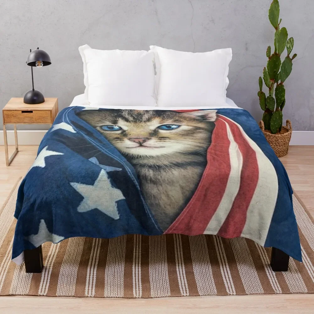 

Patriot Kitty Throw Blanket