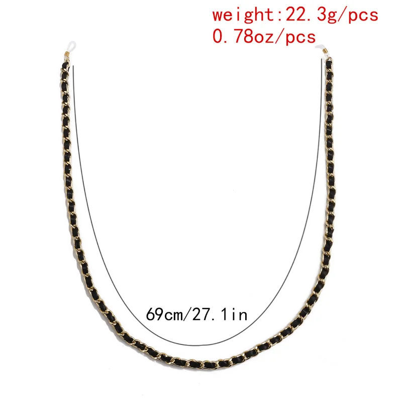 Mode Pu Leer Metalen Bril Ketting Trendy Luxe Goud Kleur Glazen Houder Lanyard Bandjes Hals Ketting Zonnebril Accessoires