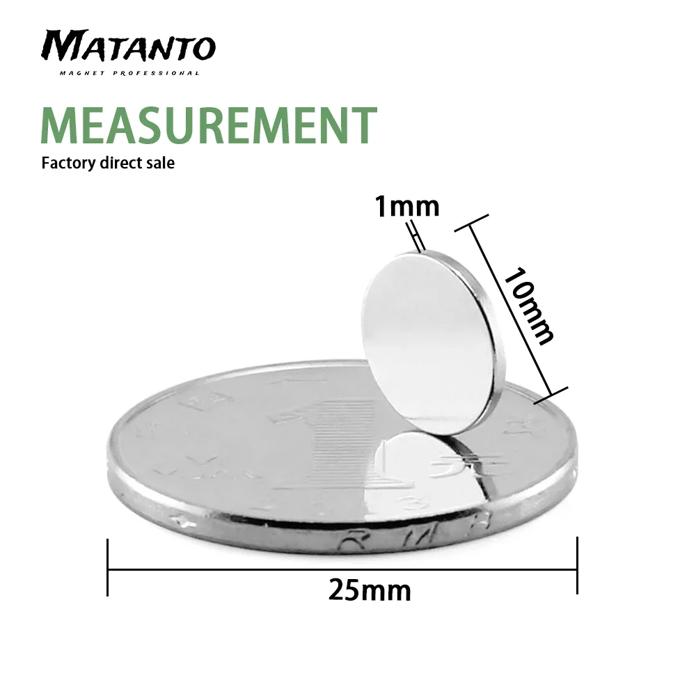 20/50/100/200/500PCS 10x1 Round Strong Magnet 10mm X 1mm Neodymium Permanent Search Magnet Disc 10x1mm Powerful Magnetic 10*1 mm