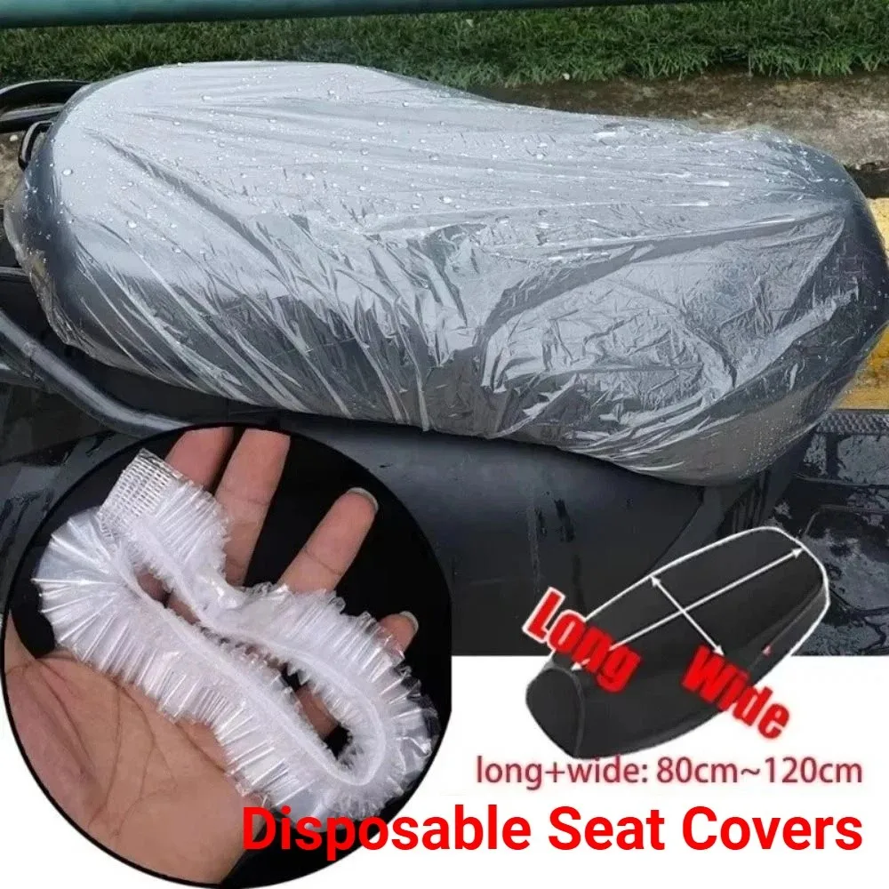 50Pcs Large Disposable Seat Covers Waterproof Dustproof Vehicle Protective Cover Elastic Disposable Motorcycle Seat Cover