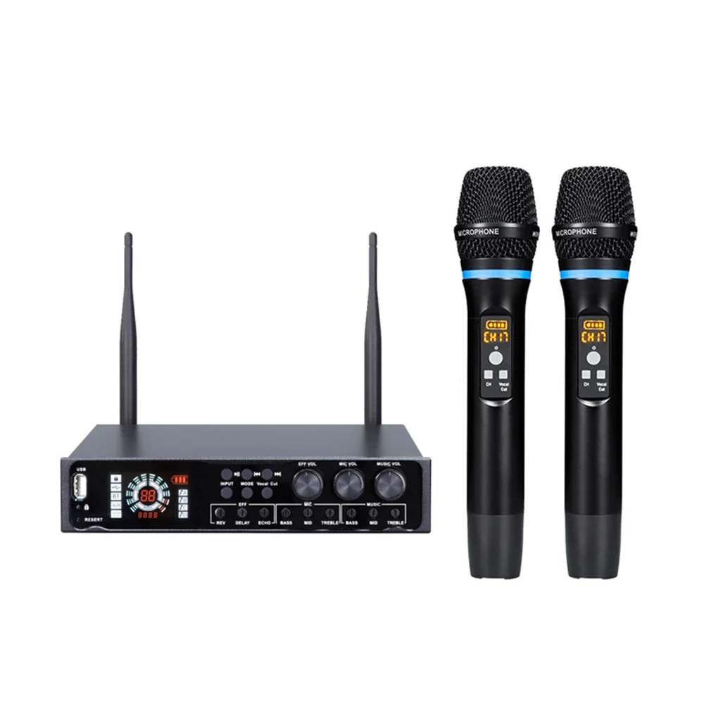 

Brand New DSP Wireless Microphone With BT Treble Bass Reverb Control Built in Effector Karaoke Microphone for singing