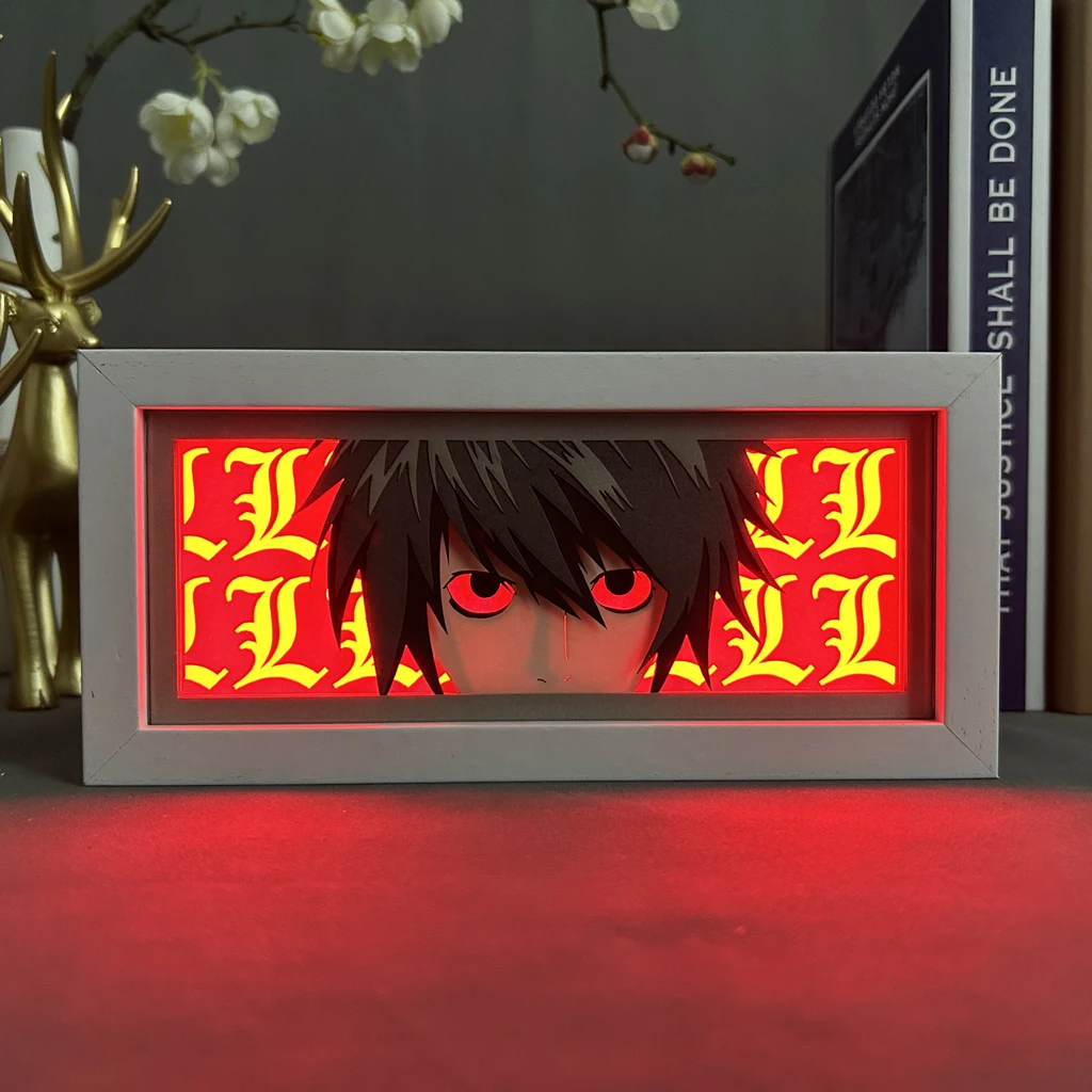 Imagem -04 - Paper Cut Led Light Box para Home Decor Decorações do Quarto Candeeiro de Mesa Manga Figuras Anime Olhos Death Note Presente Personalizado Homens