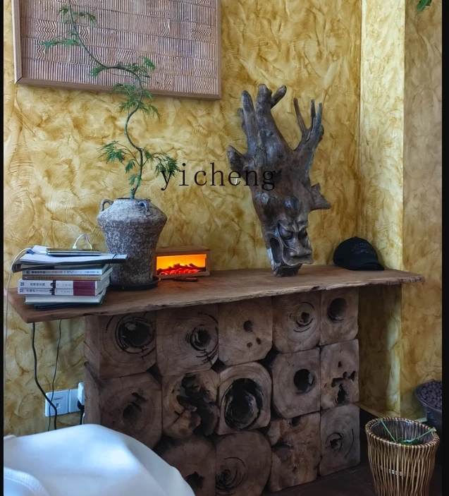 

Wabi-Sabi Style Simple Retro Solid Wood Living Room Coffee Table for Home Use and Guesthouses