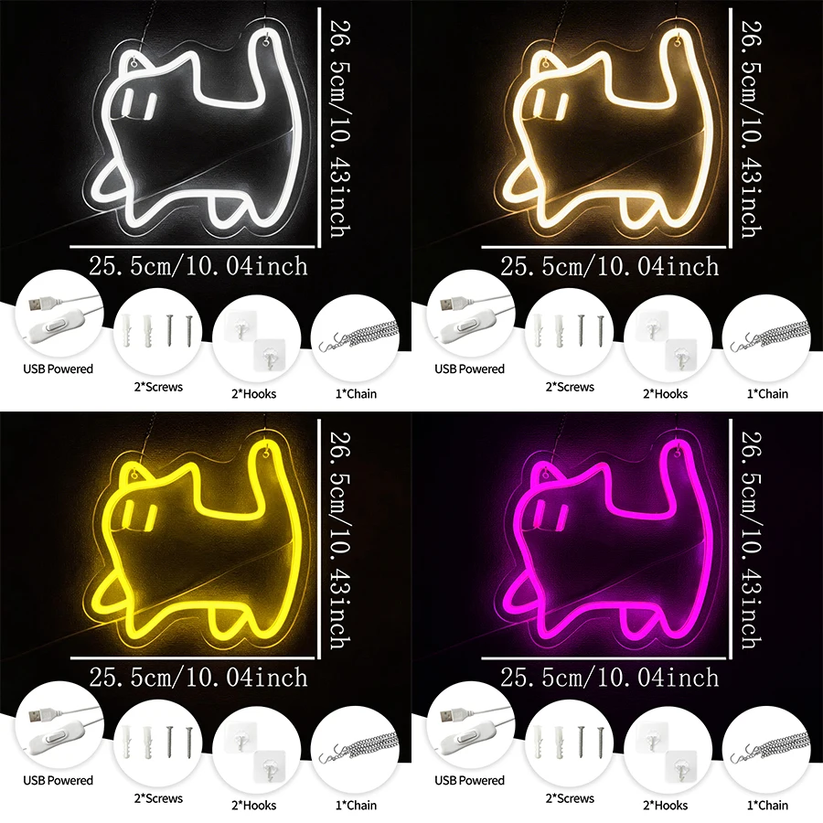 Cat Led Neon Signs, Interesting Animal Icons, Used For Girls' Bedroom, Home, Pet Shop, Game Room Decor, Birthday Party Gifts.