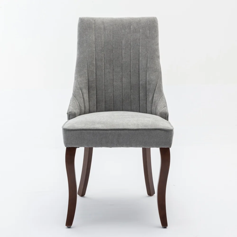 Rayon Cloth Flocking Linen Dining Chairs Channel Kitchen Dinner Chair Comfy Fabric Upholstered Accent Chair for Dining Room