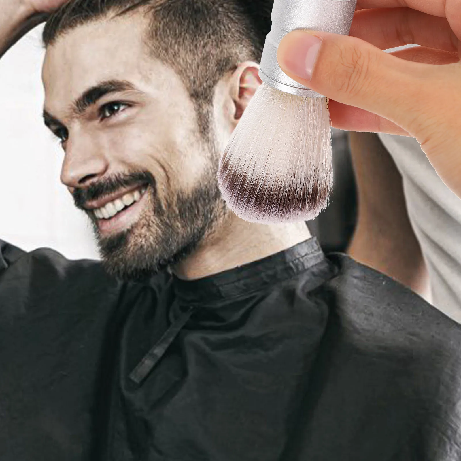 Men'S Shaving Brush 9X3.5X3.5Cm Nylon Bristle Zinc Alloy Handle Beard Face Lather Grooming Tool For Shaving Brush