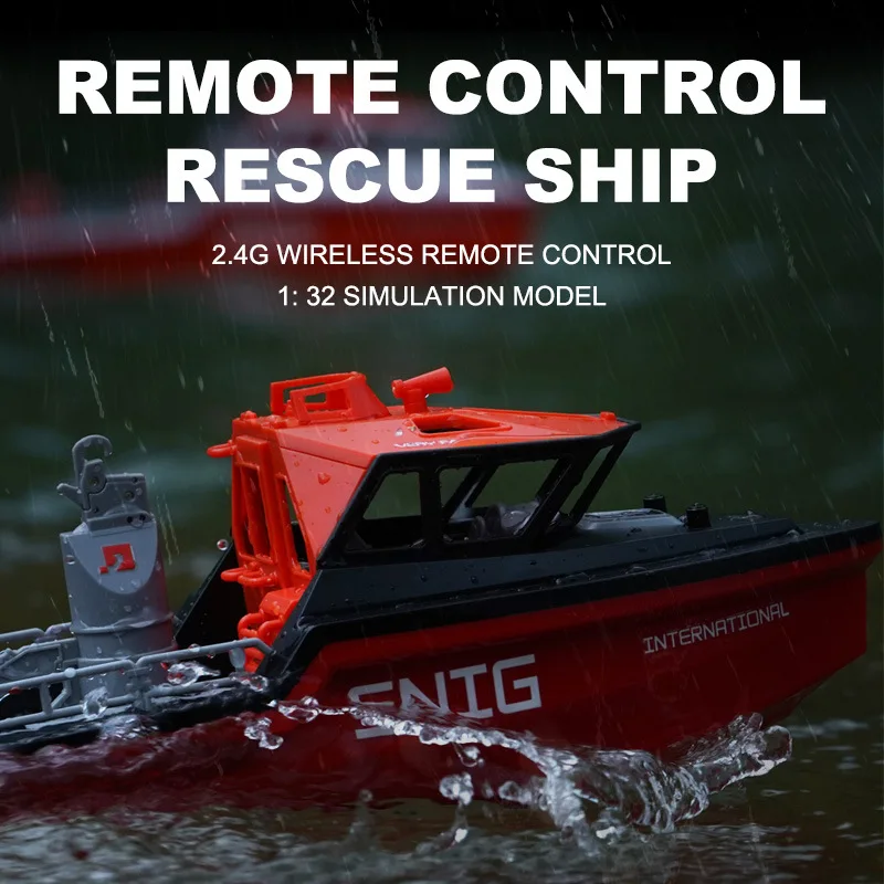 

New Simulation Rescue Boat High Horsepower Tug Full Proportion 2.4G Wireless Brushless High Speed Remote Control Boat