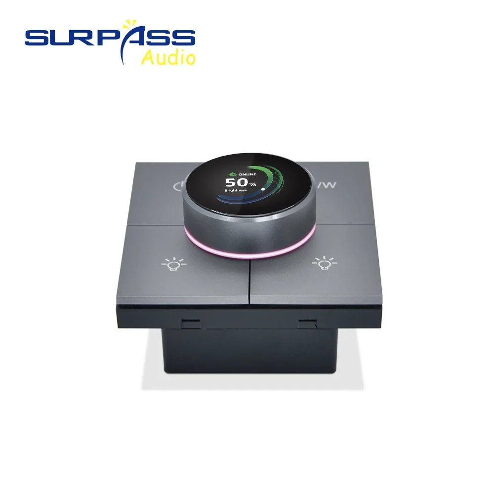 スマートホームシアター Zigbee通信プロトコル調光スイッチコントローラー壁パネルオーディオスイッチ、2つのリレー搭載、Tuya対応