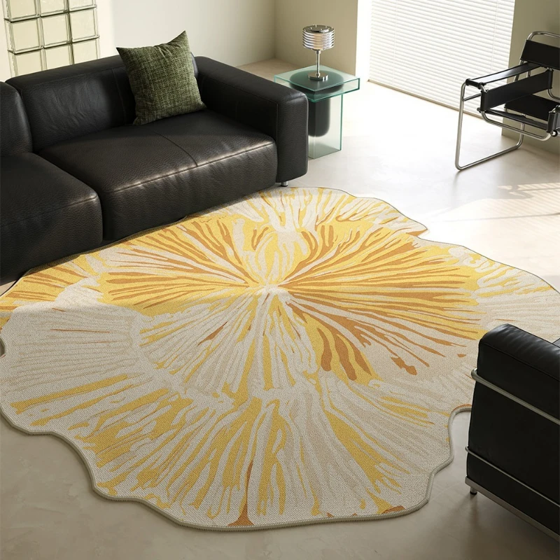Round Living Room Rug Wear-resistant Stain-resistant Floor Mat Green Irregular Floral Bedside Carpet Large Size Home Decor Rugs