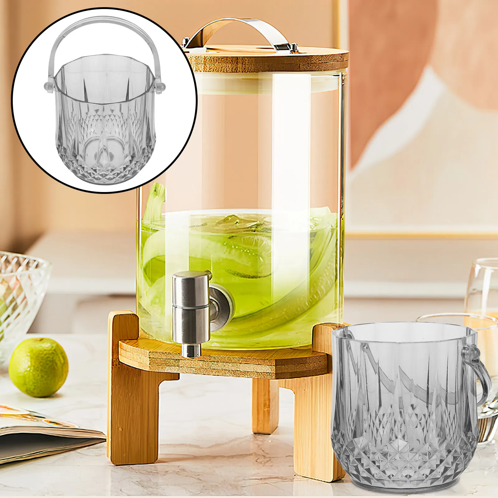 Sturdy Plastic Ice Cube Bucket Thickened Structure Smooth Surface Portable Lightweight Ice Container for Bar Nightclub Ktv Hotel