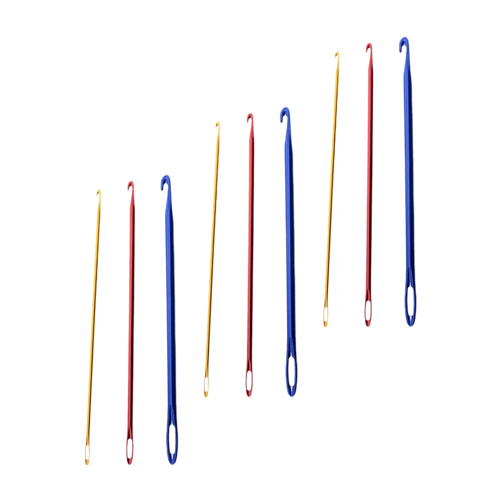 9Pcs Set Jarum Rajut Aluminium Manual DIY Kepala Tunggal untuk Sweater Hiasan Renda Alat Rajut Aksesoris Benang Jarum Rajut