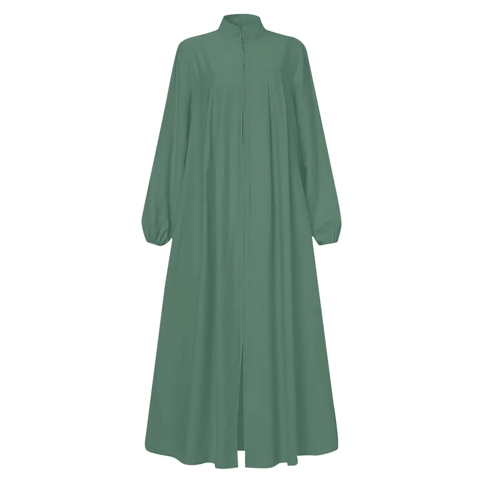 Muslim Dress Women Long Sleeve Muslim Eid Casual Solid Color Abaya Caftan Kaftan Dresses Ramadan Abayas Vestido Zipper Robe