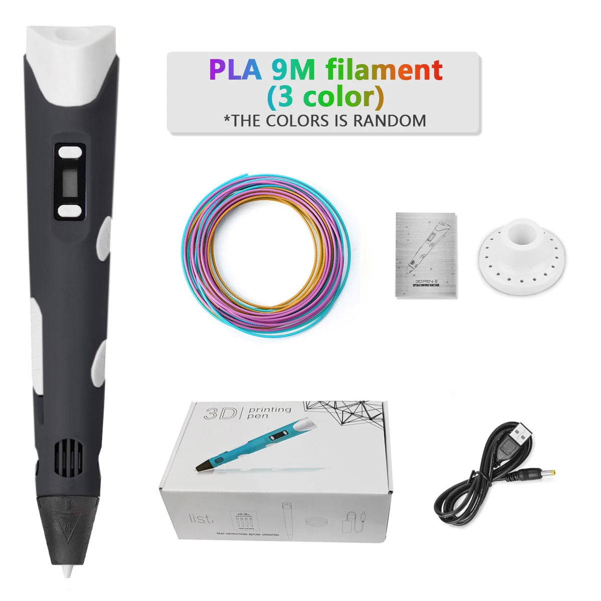 

Children 3D Drawing Printing Pen with LCD Screen With PLA 1.75mm Filament 3D Pen Toys for Kids Christmas Birthday DIY Gift