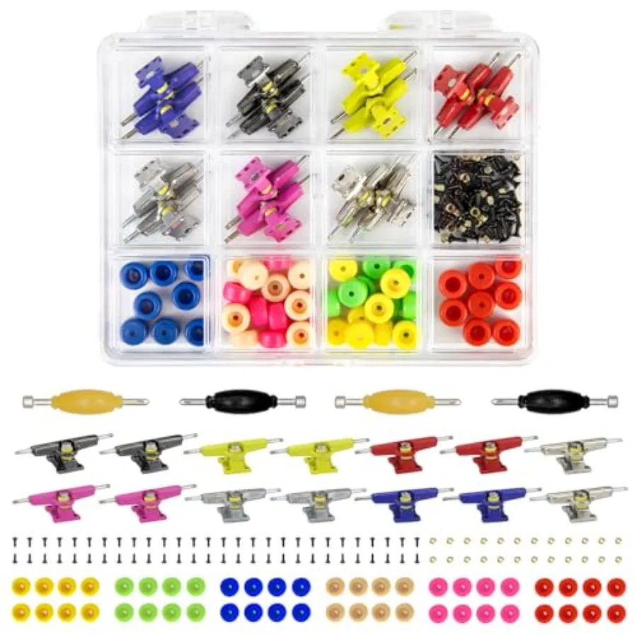 14Pcs 48Pcs Wheels 60Pcs Screws 30PCS Nuts 4PCS Spanner Tool for 96mm Fingerboard Skateboard Wooden Deck Parts
