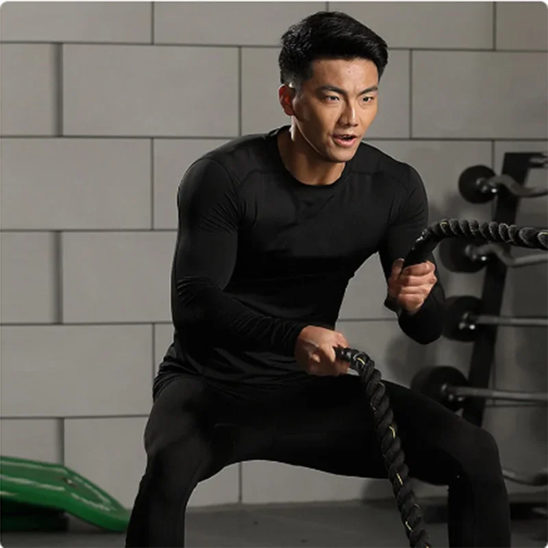 New Men Sport T-shirt Quick Dry Bodybuilding Running Shirt Long Sleeve Compression Top Gym T Shirt Men Fitness Tight Rashgard