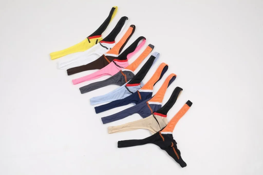 ผู้ชายเซ็กซี่ T Back Thong ผ้าไหมน้ําแข็งยืดหยุ่นแห้งเร็ว Cool Feel บางกีฬากางเกงเกย์ต่ําเอว U กระเป๋านูน G-String