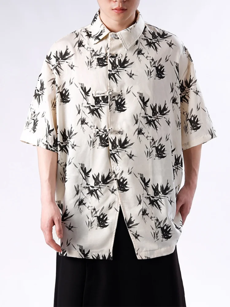 

New Chinese Sle Loose ort Sve irt Men's Summer Wind Improved Tang Costume Hanfu Large Size Five Sve irt