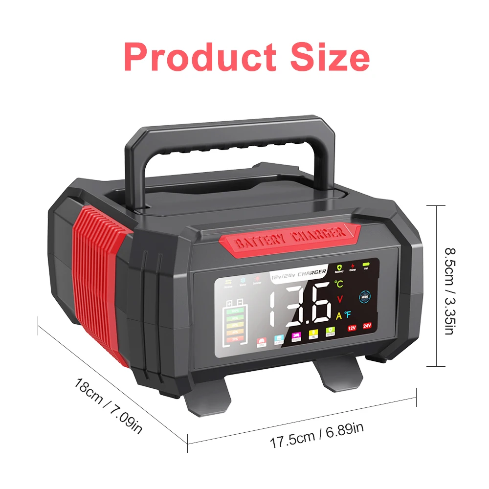 EAFC 15A/8A Car Battery Charger 12V/24V 9-Stage Adaptive Charger Lead-Acid  AGM GEL  LiFePO4 Chargers
