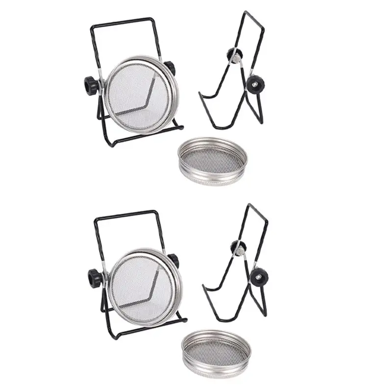 AT63-Sprouting Jar Mesh Lids Kit - 8 Pcs Sprouting Lids Stainless Steel Screen 2 Sprouting Stands Pack Foldable Adjustable