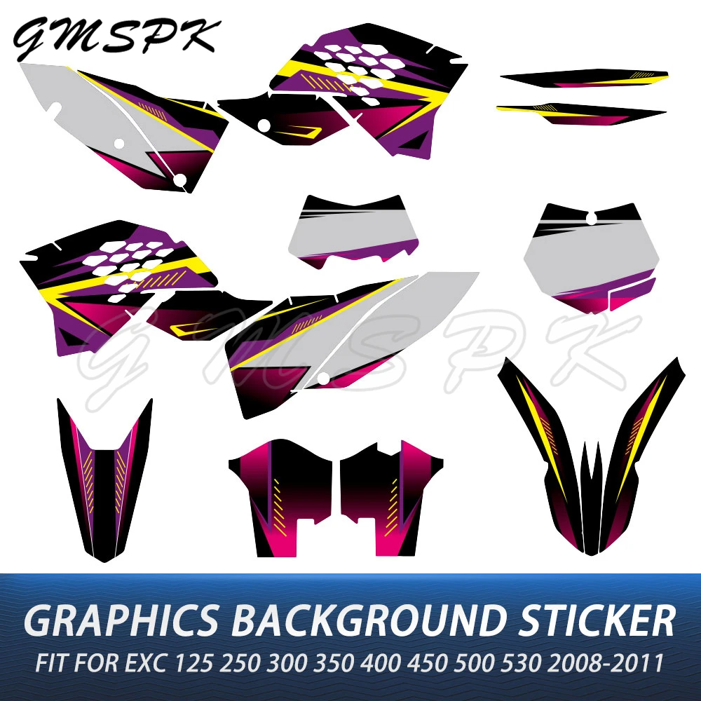 

Motorcycle Graphics Background Decals Sticker Fit for EXC250 EXC300 EXC 125 250 300 350 400 450 500 530 2008 2009 2010 2011