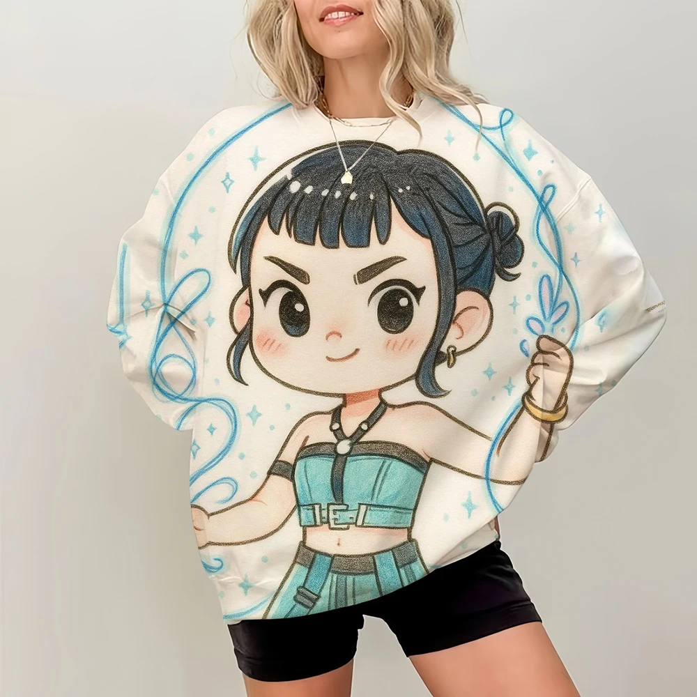 Pullover da donna autunno e inverno KPop Demon Hunters abbigliamento sportivo top casual ampio Nuova felpa girocollo casual a maniche lunghe