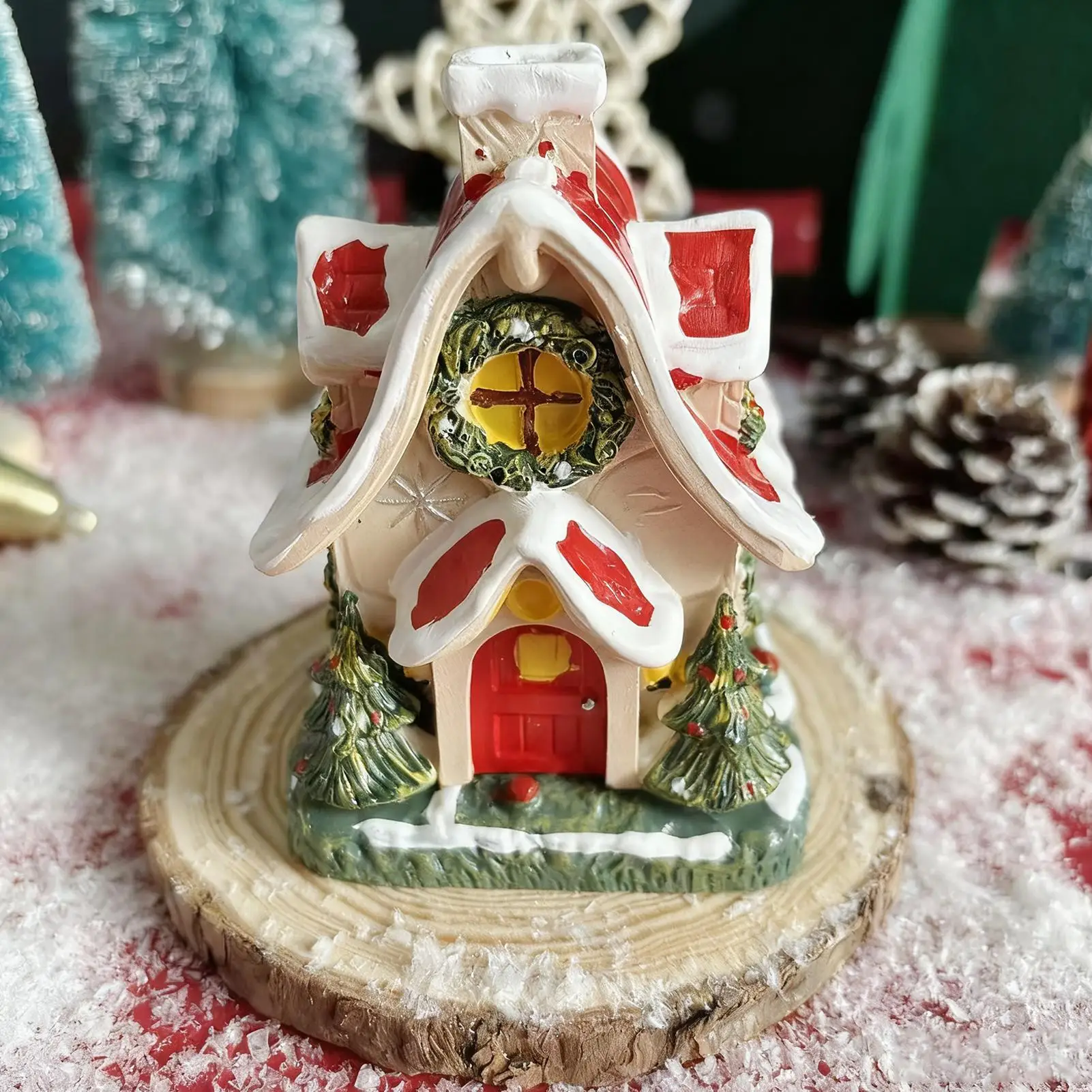 

Курильница Рождественский дом Настольное украшение Рождественская кабина Держатель для благовоний Курильница для дома Домашняя гостиная Медитация