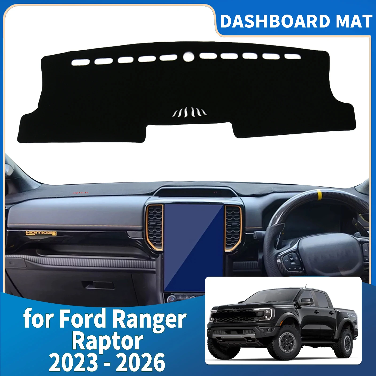 

Подходит для Ford Ranger Raptor 2023 2024 2025 2026, аксессуары, автомобильный коврик для приборной панели, коврик для приборной панели, солнцезащитный ковер, защитный коврик