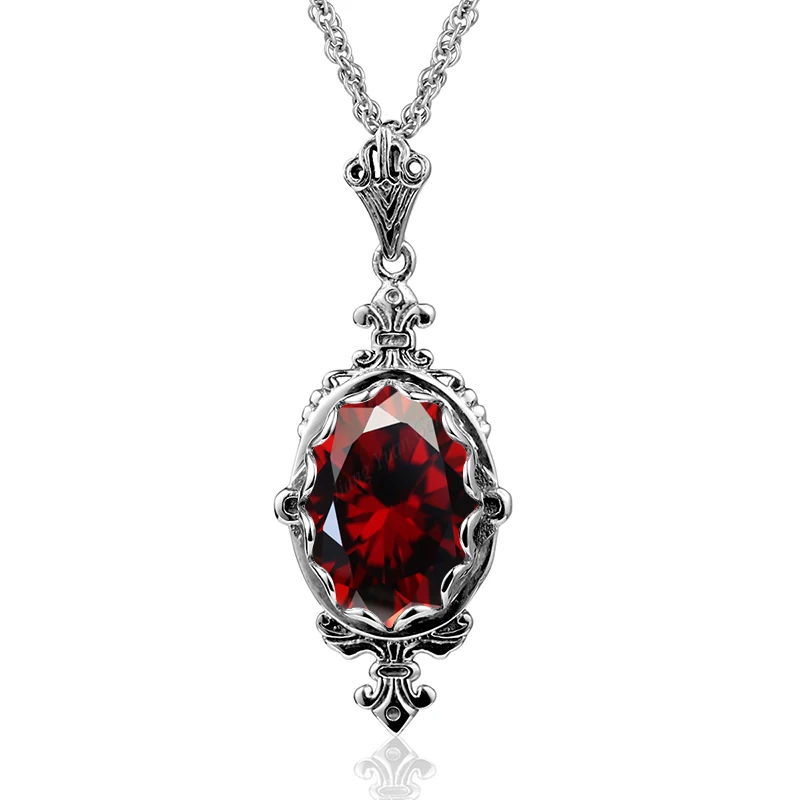 Hand Made Real 925 Sterling Silver Garnet Stone Necklace Pendant For Women Statement Vintage Fine Jewelry Mother Trendy Gifts