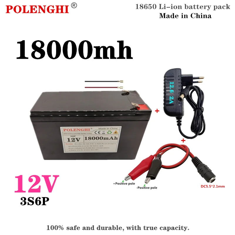 POLENGHI 3S6P 12V 18Ah 18000mAh 18650 lithium battery pack with built-in high current 20A BMS for spray and electric vehicle