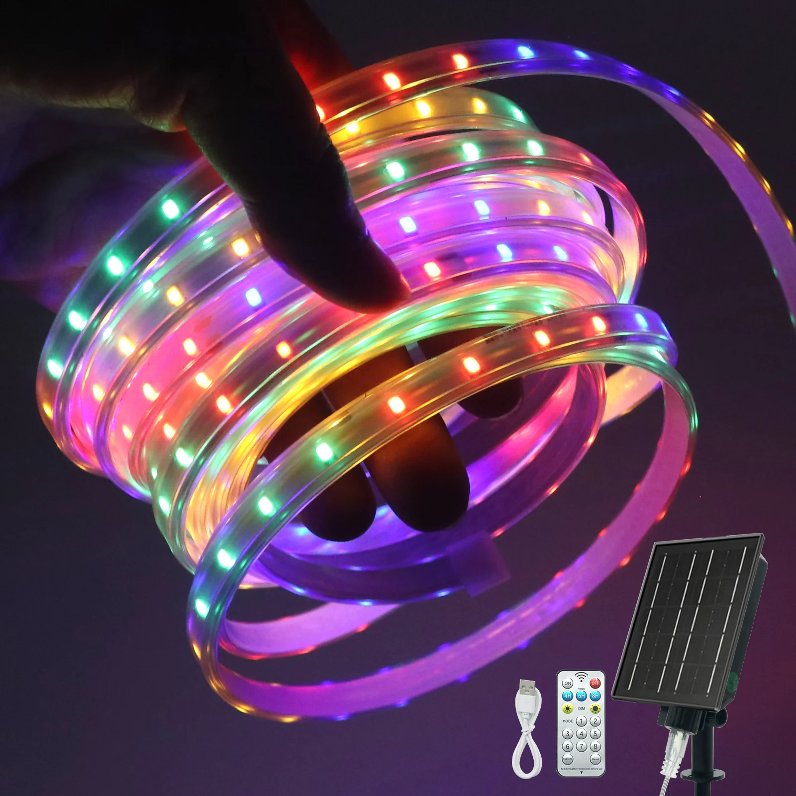 SMD2835 Solar LED Light Strip 5M/10M/15M/20M/30M Flexible Waterproof Rope Tape Diode Outdoor Courtyard Wall Lighting Ribbon Lamp