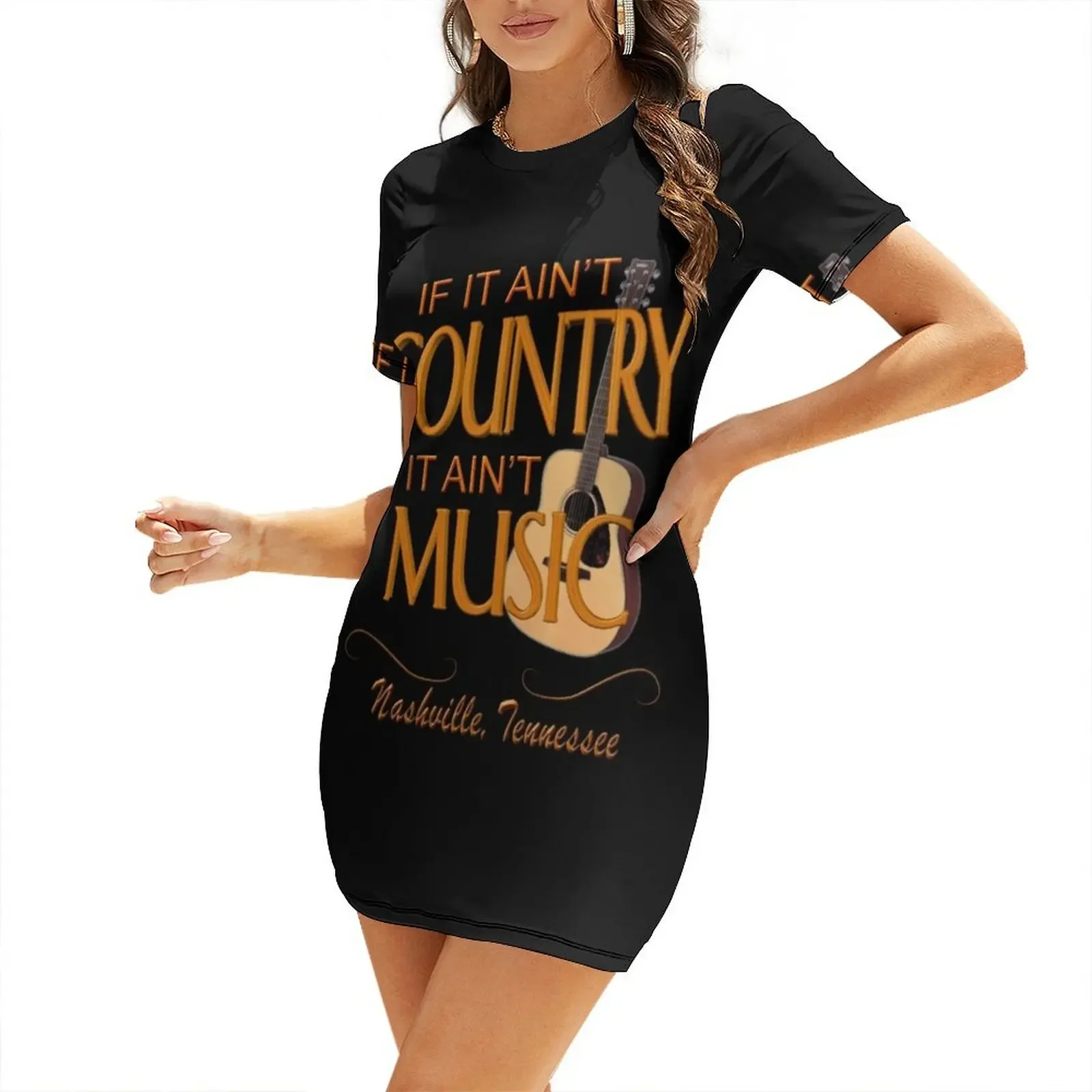 

Nashville Country Music Short-Sleeved Dress elegant chic women dresses promotion woman dress evening dress bandage