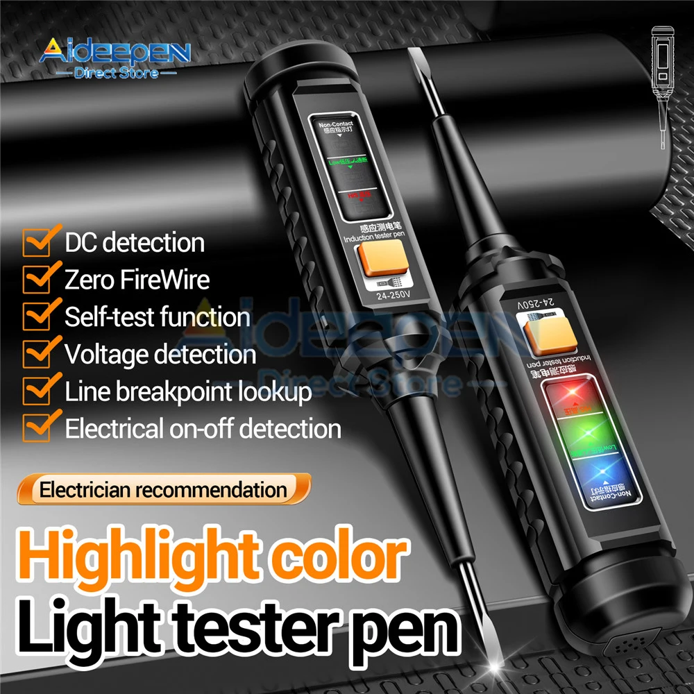 B15 AC25-250V 3.5mm 3 Color Multifunctional Circuit Detection Flat Screwdriver Measuring Pen With Sound And Light Alarm Function