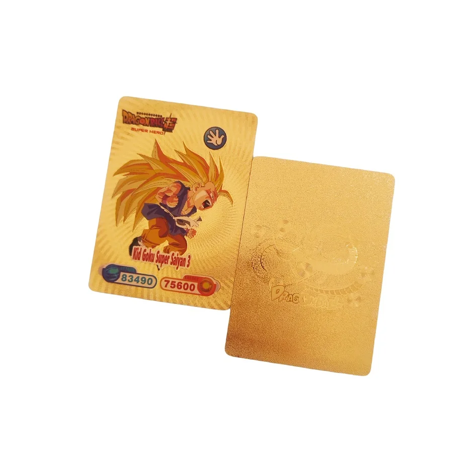 Collection de cartes Dragon Ball pour enfants, métal doré, Goku, végéta, anglais, bataille, cadeau de Noël