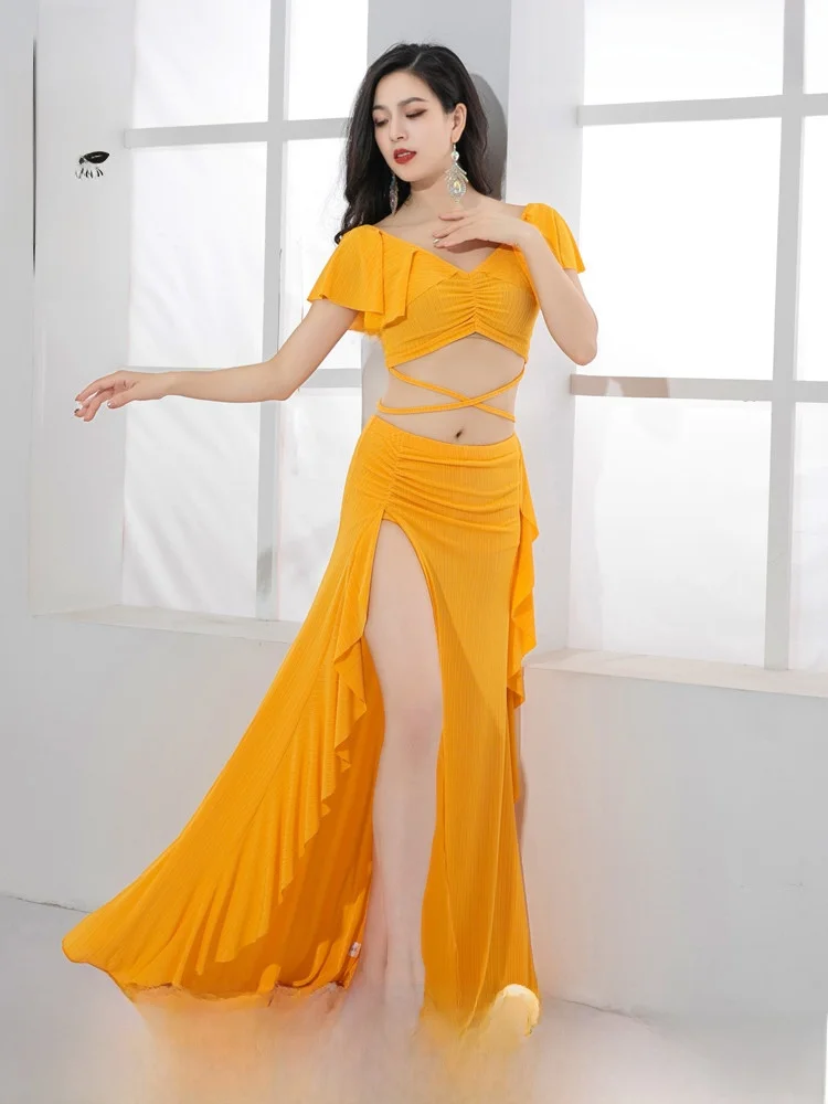 

Soft Simple Eastern Dance Costume New 2025 Practice Suit Lotus Le Material Belly Dance Women's Performance Ensemble