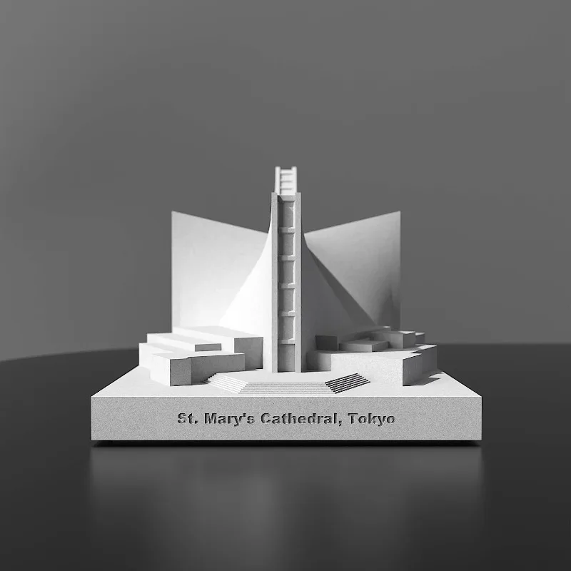 Catedral de Danxia Kenzo de San María |   Modelo de construcción de cemento, diseño de casa de cemento de estilo minimalista moderno, adorno de decoración del hogar