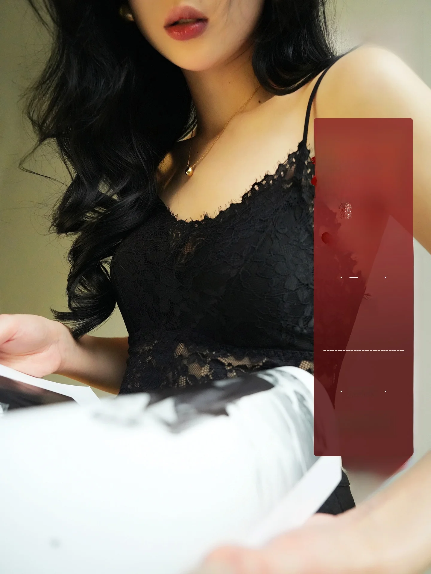 

Aconiconi Muse's Language Lace Pure Desire Inner Wear Base irt with Chest Pad One-Piece Strap Vest High Elastici Nylon