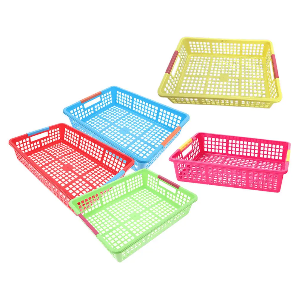 

Набор из 5 пластиковых корзин для хранения файлов, штабелируемые настольные контейнеры для класса, дома, офиса, для закусок и канцелярских принадлежностей