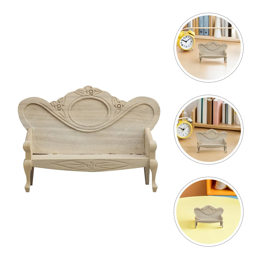 

1:12 Scale Vintage Dollhouse Furniture Wooden Miniature Armchair Bench For Living Room Decor Mini House Playset Simulation