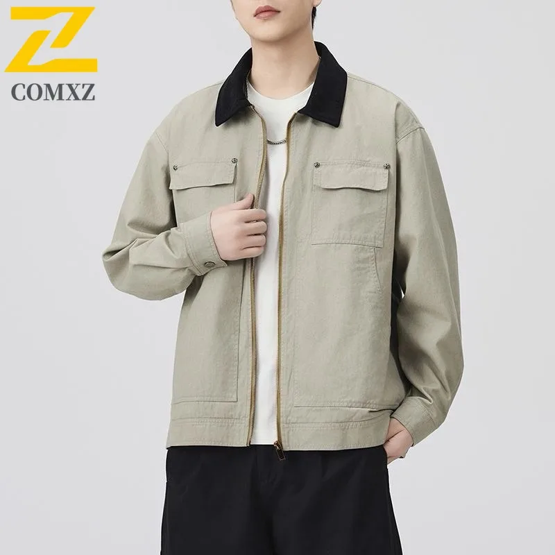 

COMXZJacket Ретро-футуристическое летное пальто для мужчин и женщин свободного покроя винтажное водонепроницаемое ветрозащитное пальто в гонконгском стиле ветровка уличная одежда