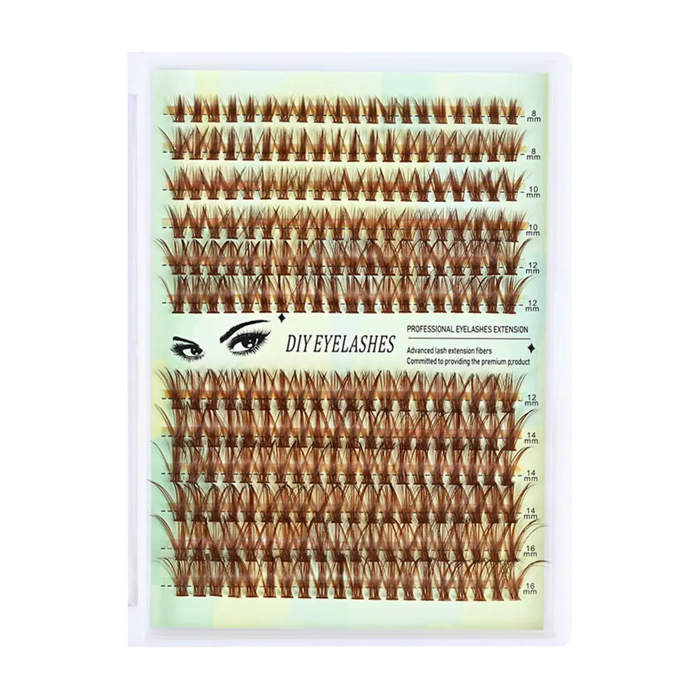 Einzelne Cluster-segmentierte Wimpern, natürliches Aussehen, weiche, flauschige Einzelwimpern, handgefertigte braune, unsichtbare Wimpern