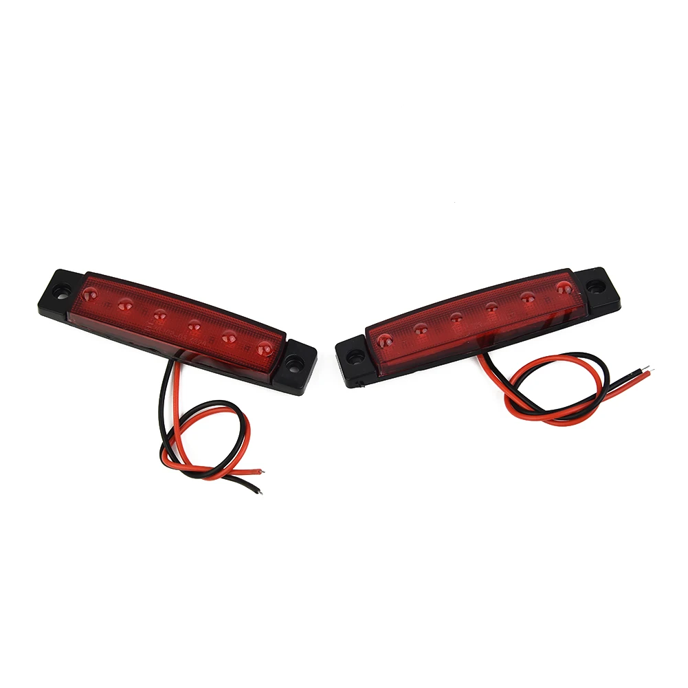 2 uds luces de posición laterales 6LED luz trasera de freno de giro sellada roja con tornillos de montaje para camión remolque RV barco 100x20x8mm ABS