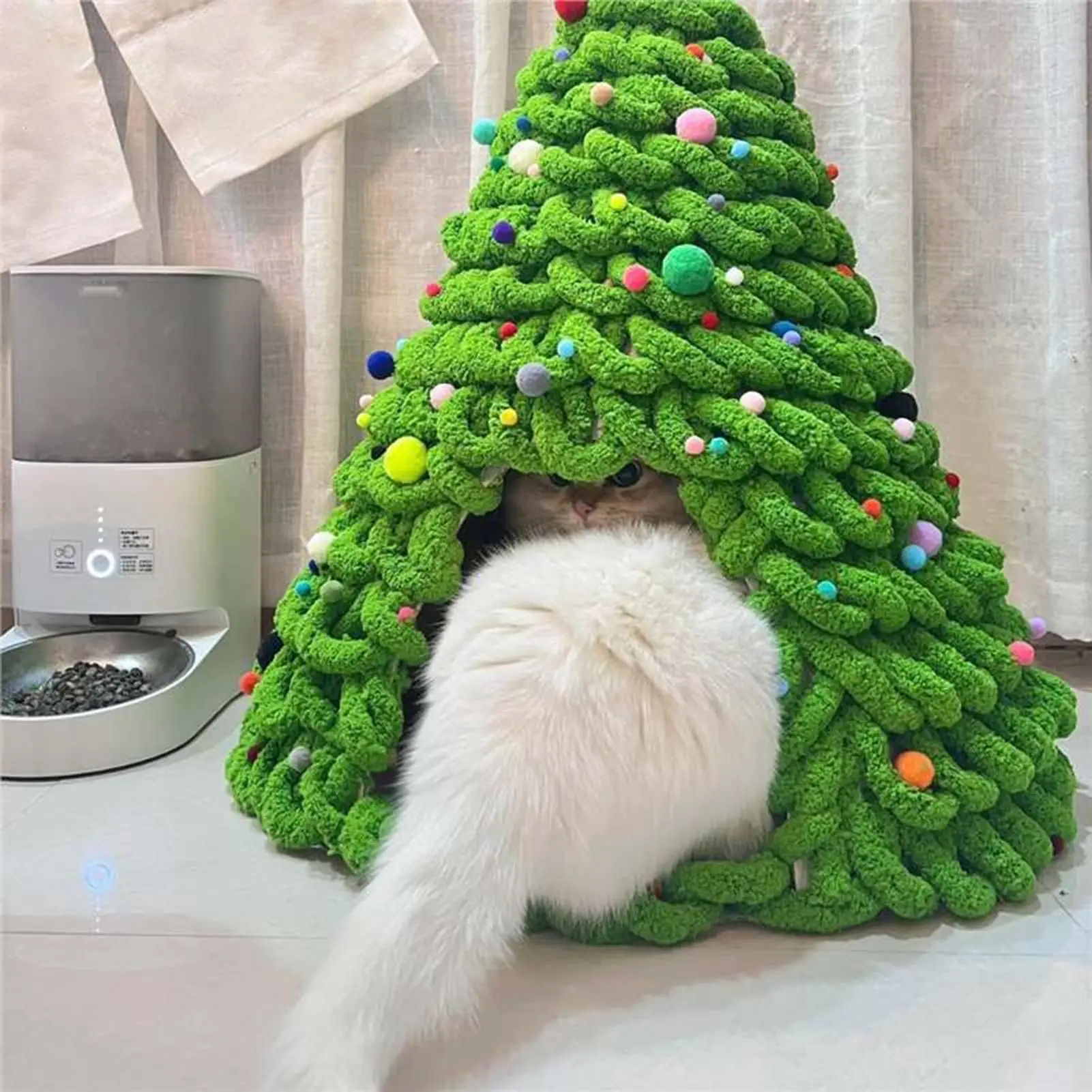 

2025 Winter Warmth Christmas Tree Cat Bed Homemade Kitten Puppy Nest Cat Sleeping Cave Pets Suppplies For Christmas