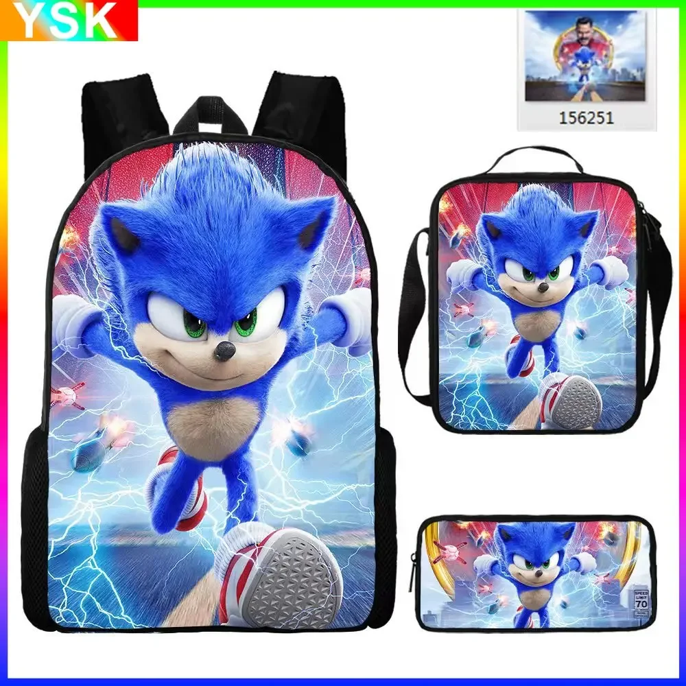 Sonic Backpack Primary and Middle School Students Schoolbag Boys Girls Anime Cartoon School Bag Mochila Best Gifts 2D Package