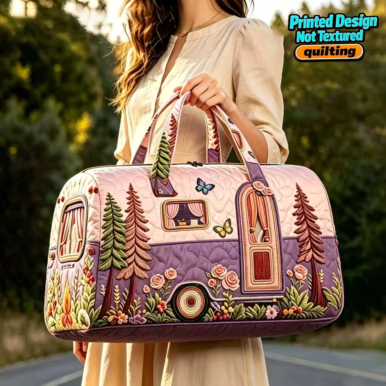 Durable 40x20x20 cm Quilted Handbag with 3D Quilted Design Large Capacity Fitness Travel Handbag